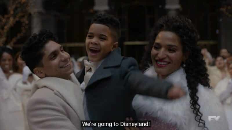 Esteban, Beto, and Angel after the wedding, with Beto saying they are going to Disneyland!