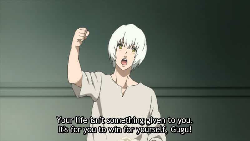 Fushi encouraging Gugu