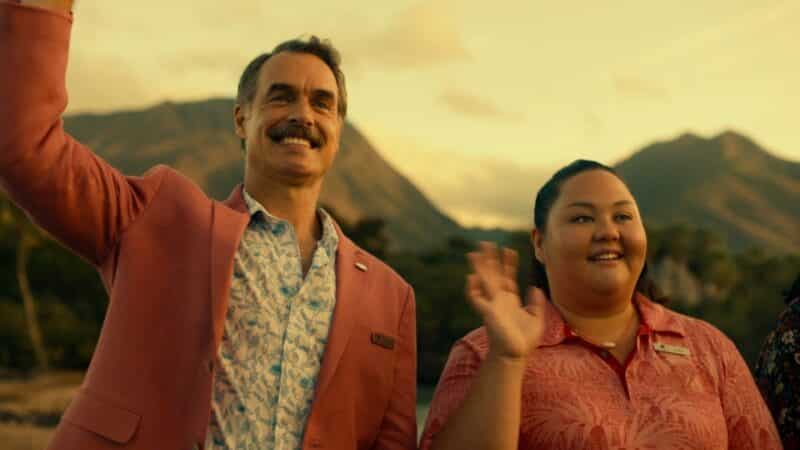 Armond (Murray Bartlett) and Lani (Jolene Purdy) waving