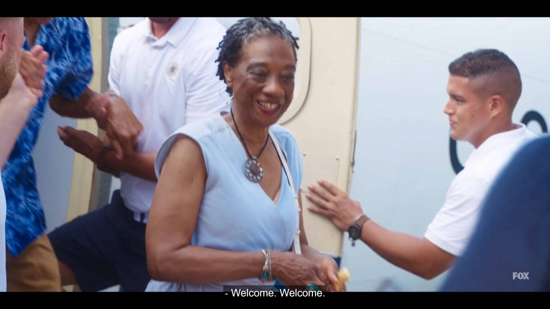 Older Ruby (Stephanie Berry) arriving on Fantasy Island