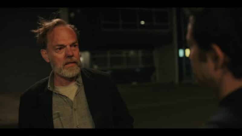 Artie (Hugo Weaving) shocked by his son