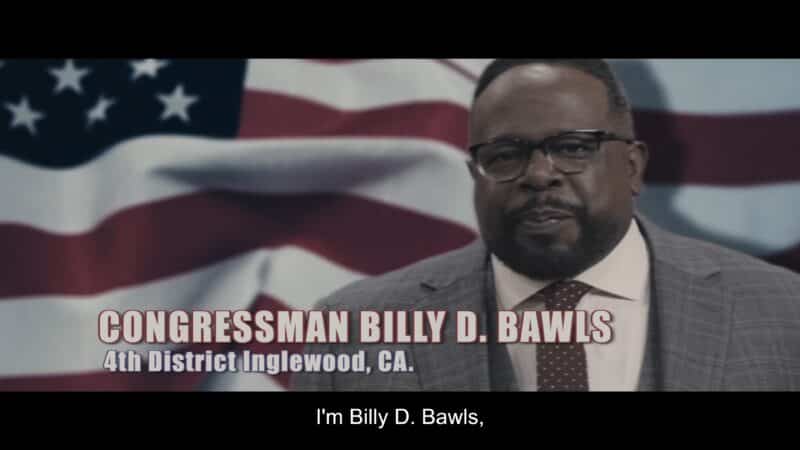 Billy D. Bawls (Cedric The Entertainer) in a campaign commercial