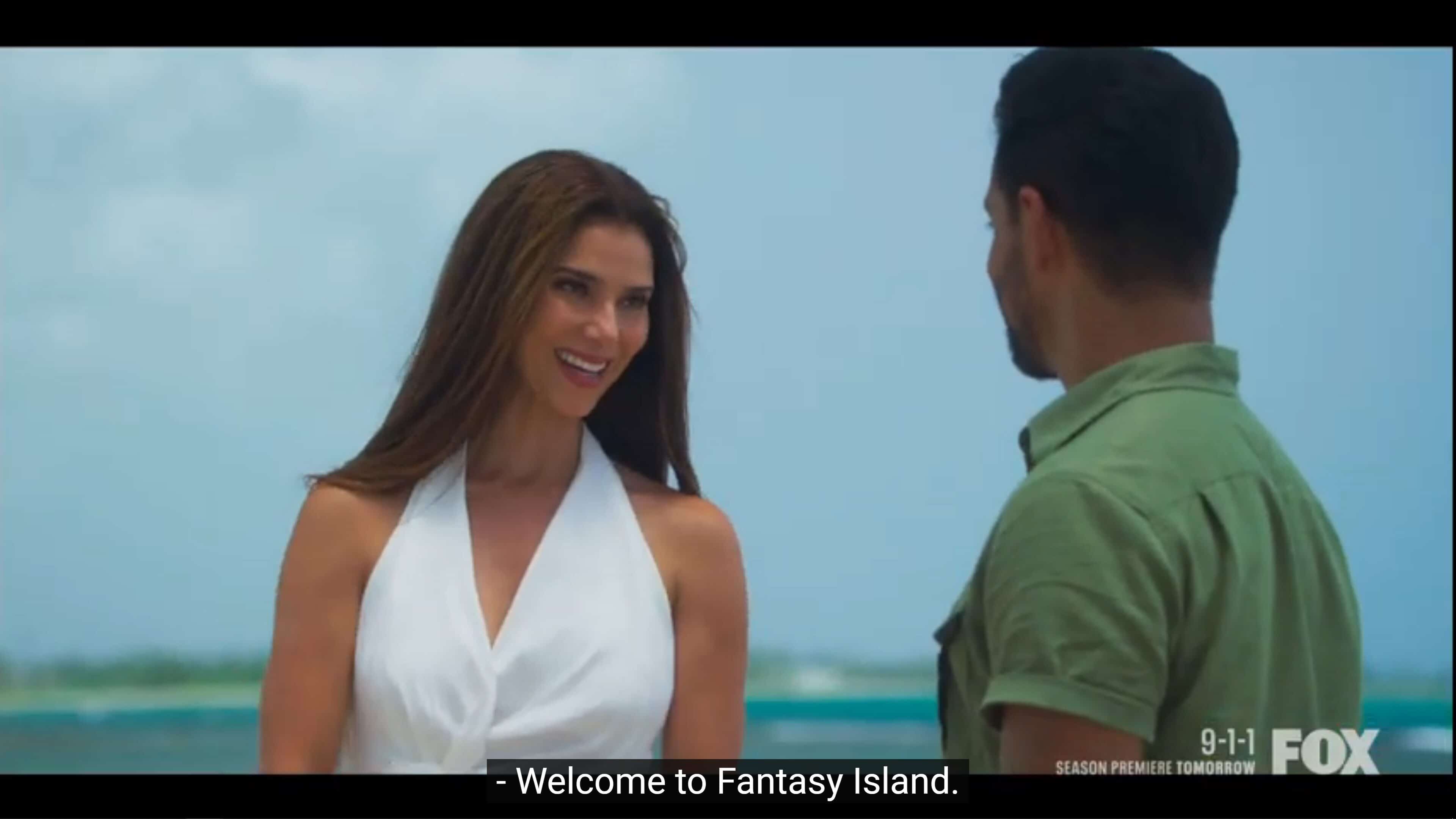 Elena welcoming Ramon to Fantasy Island