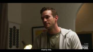 Josh (Andy Favreau) proposing to Nisha