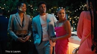 Taylor (Nicole Chanel Williams), Quincy (Kyle Bary), and Lauren (Rhyon Nicole Brown) at one of Leah's parties
