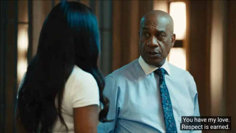 Teddy (Joe Morton) side eyeing his daughter