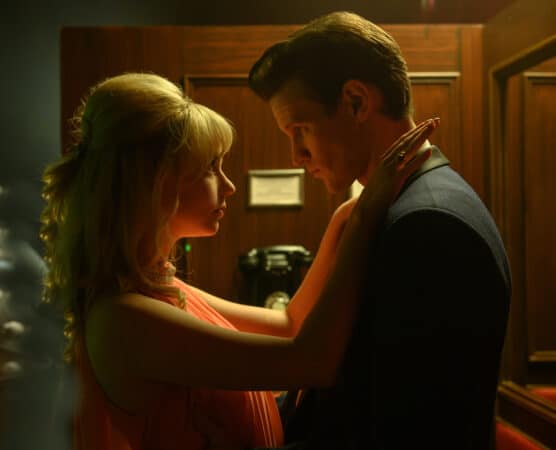 Sandie (Anya Taylor-Joy) and Jack (Matt Smith) in a phone booth, locking eyes