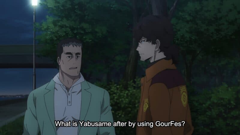 Kaba and Chikushi (Nakamura Yuuichi) talking together
