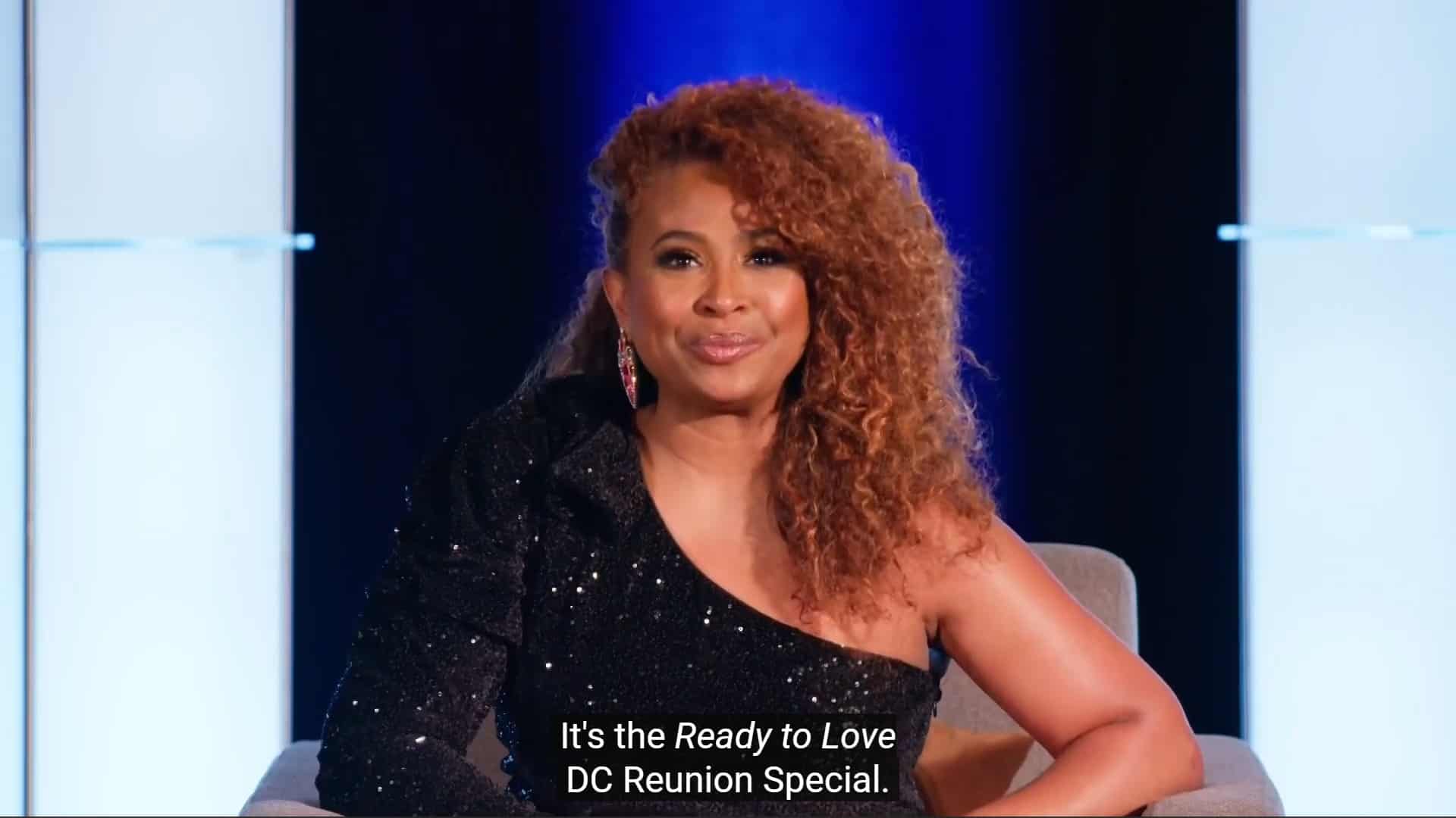 Tanika Ray welcoming viewers to the Ready To Love DC Reunion special