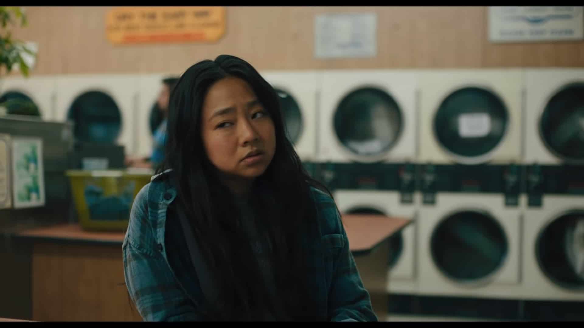 Joy Wang (Stephanie Hsu) in her family's laundry mat
