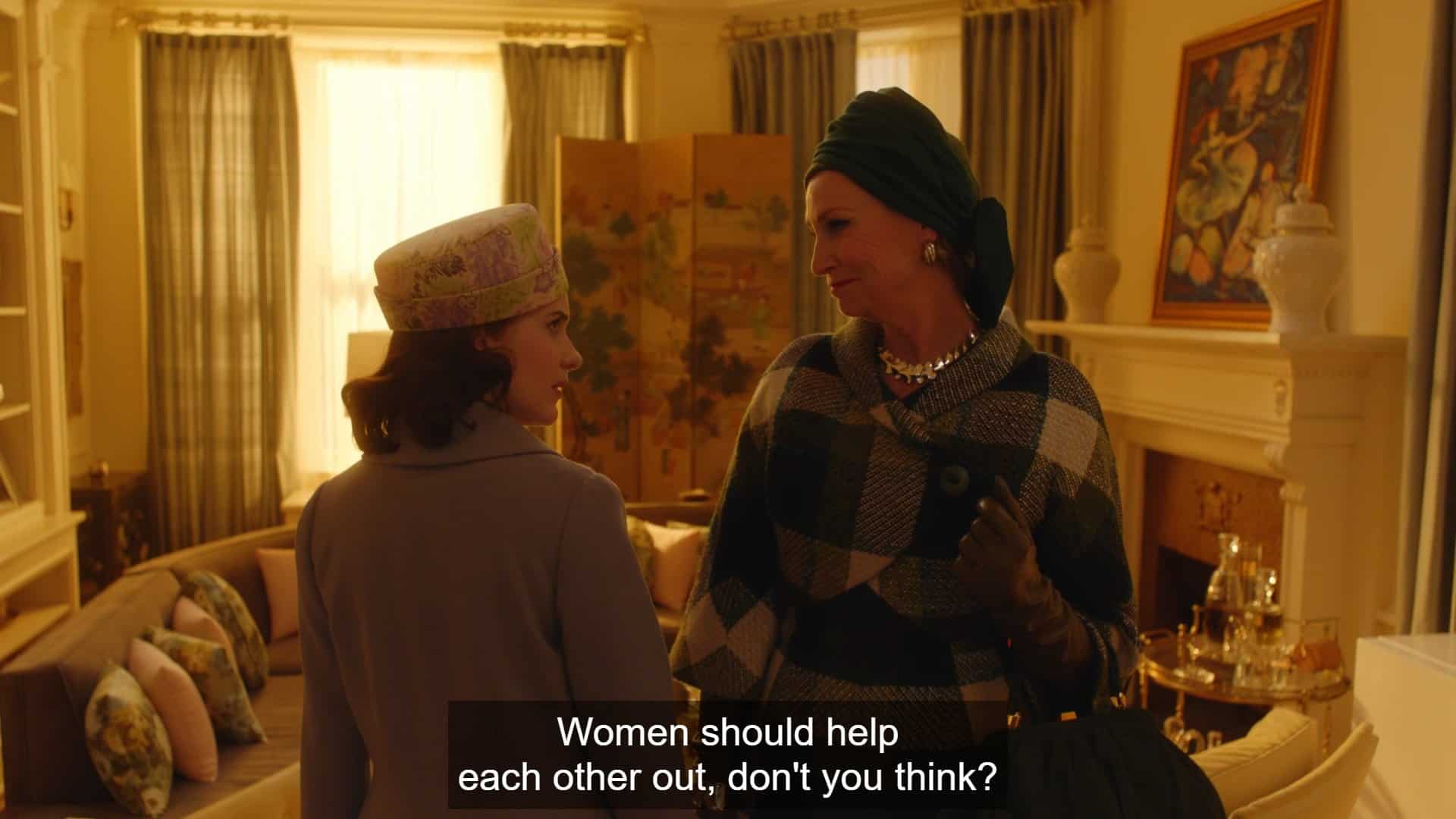 Sophie saying to Miriam that women should support each other.