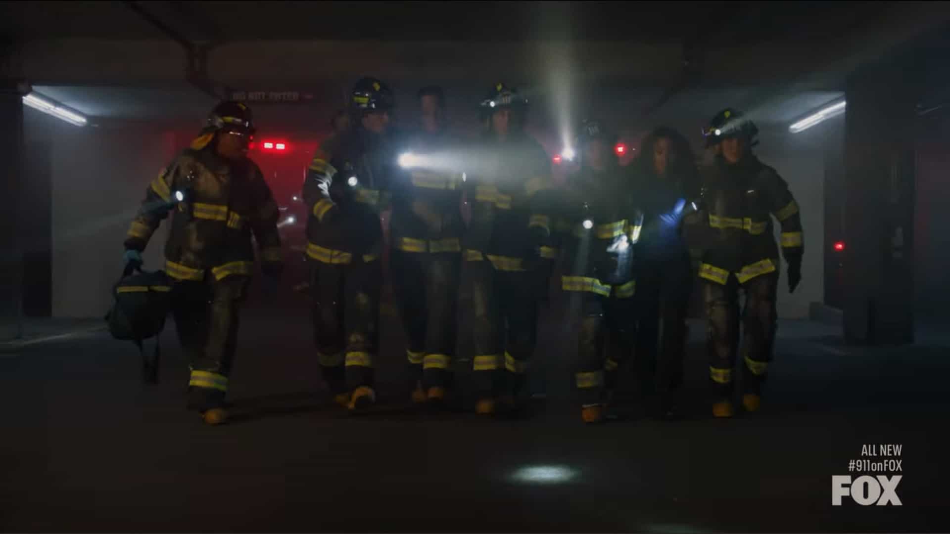 The 118 walking away from the dispatch building
