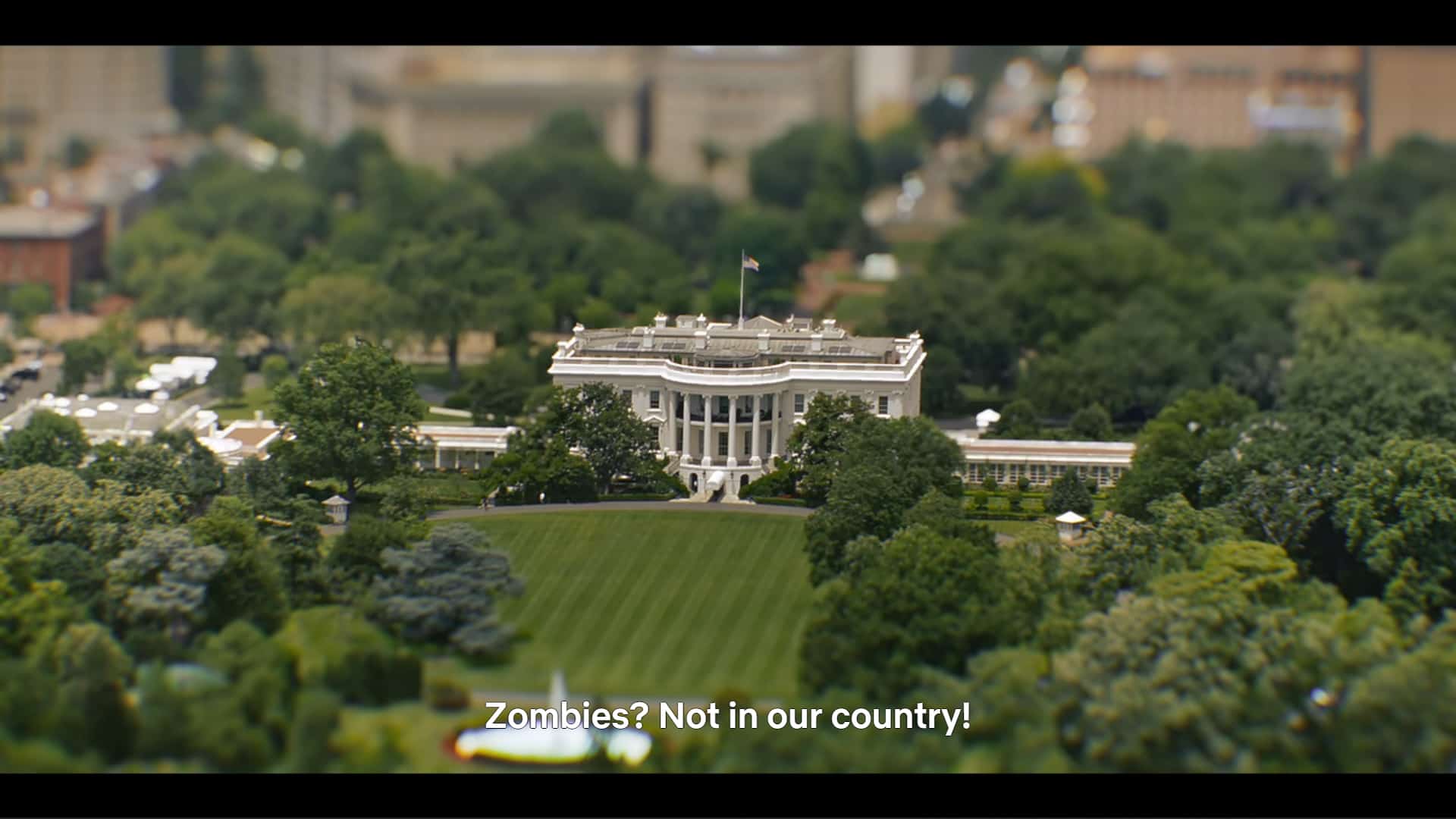 The president ordering jets to attack areas infected by zombies