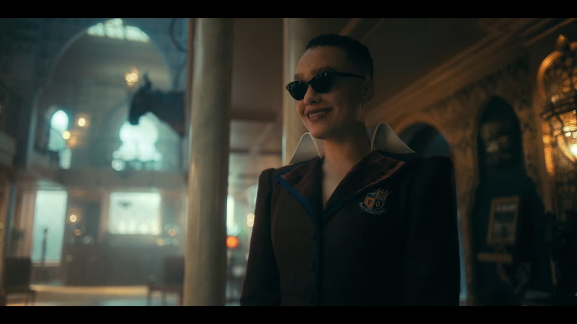 Fei aka Number 3 (Britne Oldford) laughing during the major battle with the Umbrella Academy