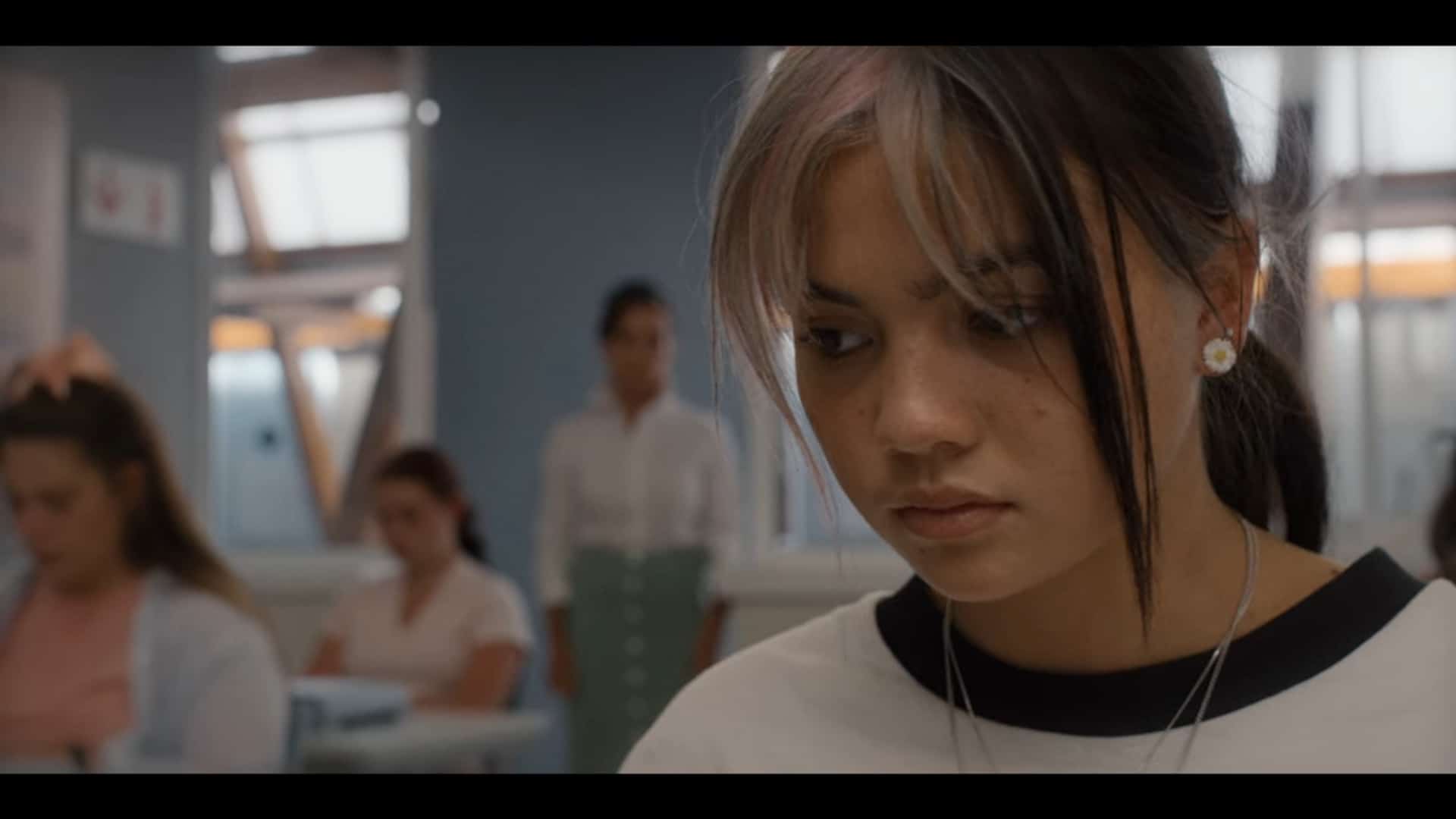 Billie (Siena Agudong) in class, after her bully is attacked