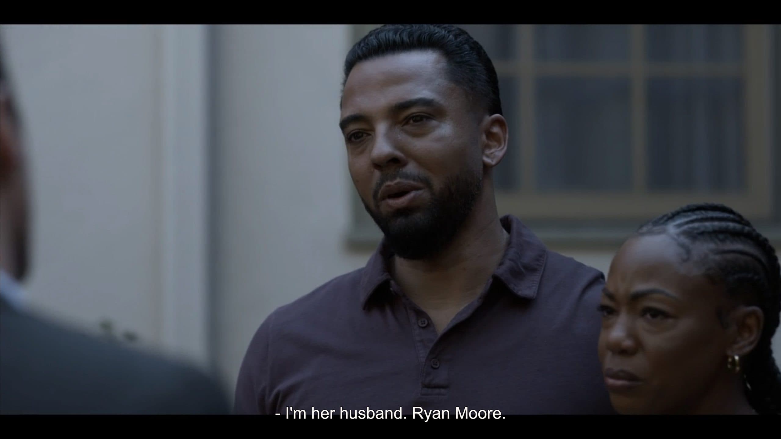 Ryan Moore (Christian Keyes) trying to process his wife being dead