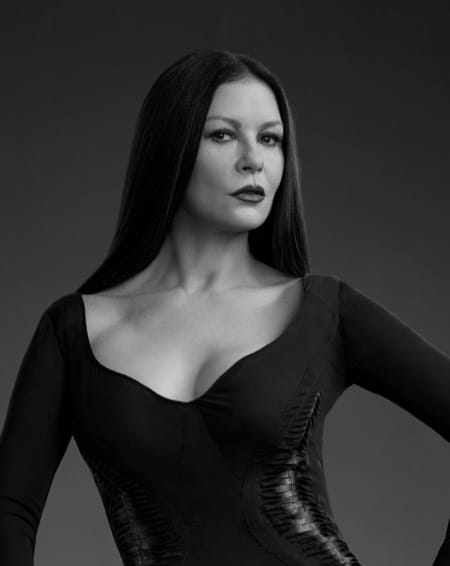 Morticia Addams (Catherine Zeta-Jones) in a promotional picture for Nevermore Academy