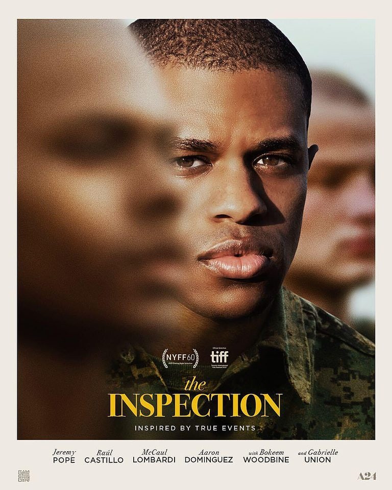 Movie poster for The Inspection featuring Jeremy Pope as Ellis French