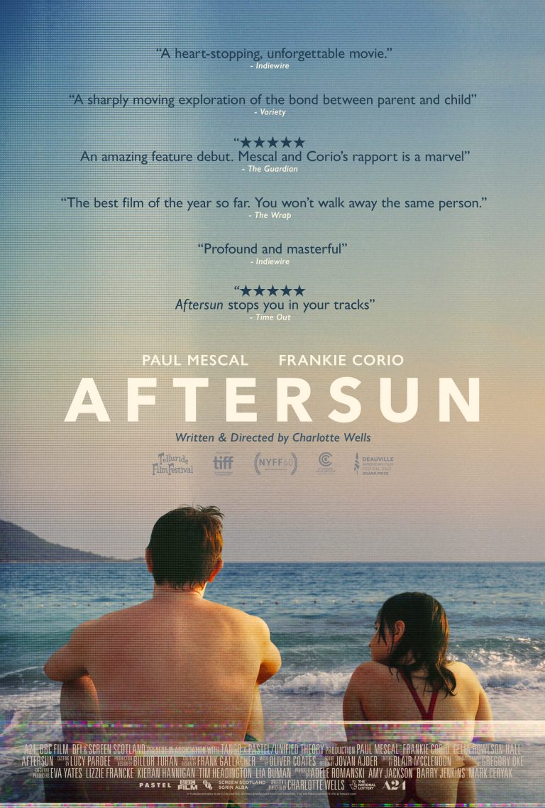 'Aftersun' movie poster featuring Paul Mescal as Calum and Frankie Corio as Sophie