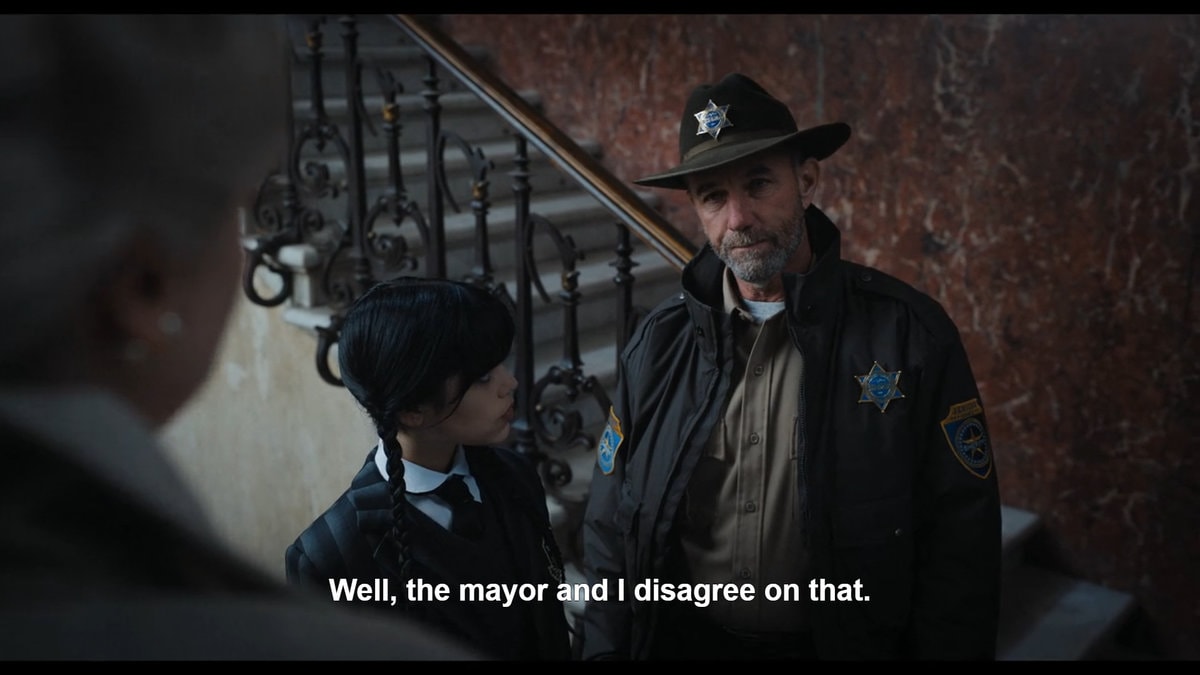 Sheriff Galpin (Jamie McShane) making it clear he and the mayor have their differences