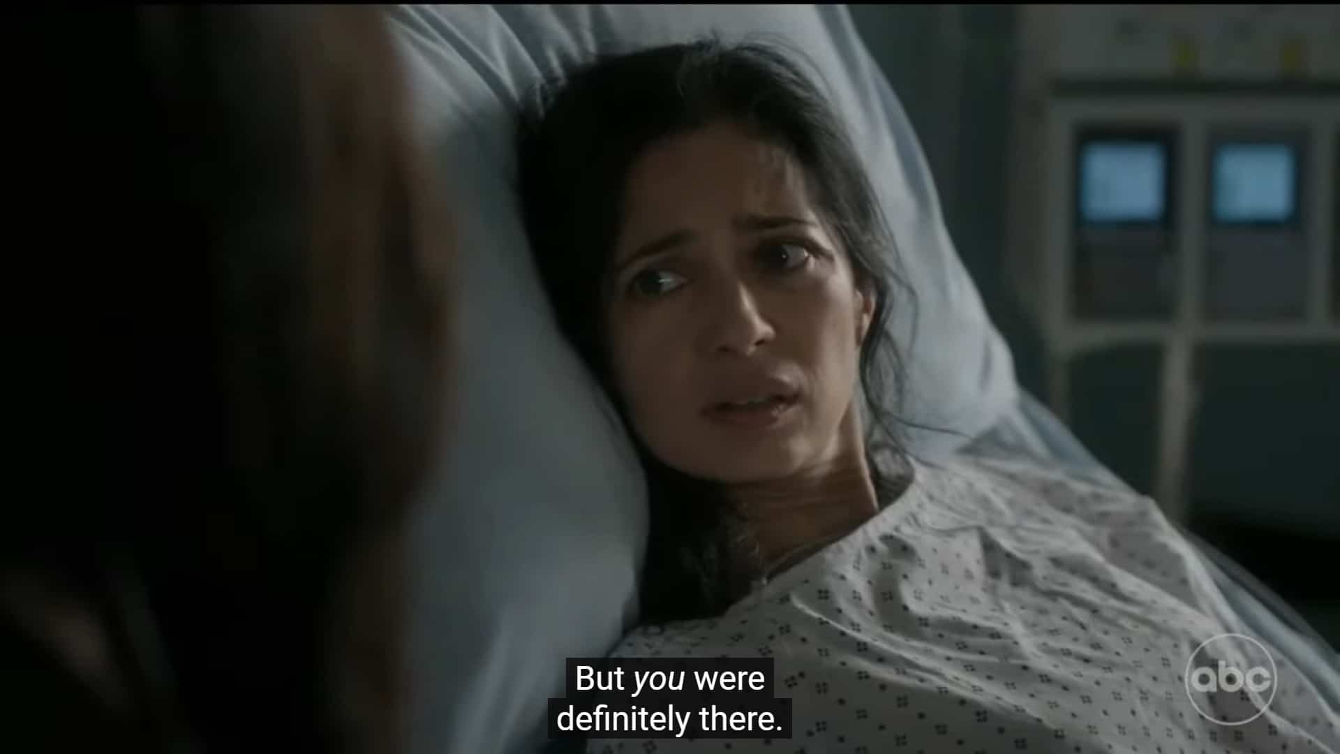 Naveen (Aarti Mann) recalling Luna being in the surgical room when a towel was left inside of her