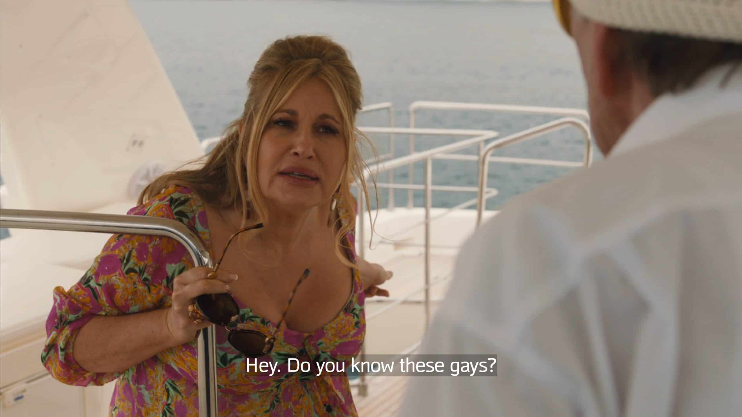 Tanya seeing if the driver of the yacht could maybe help her