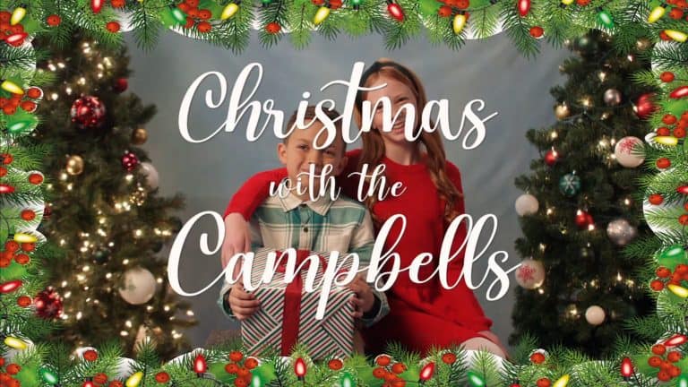 The Title Card For Christmas With The Campbells featuring children you won't see ever again