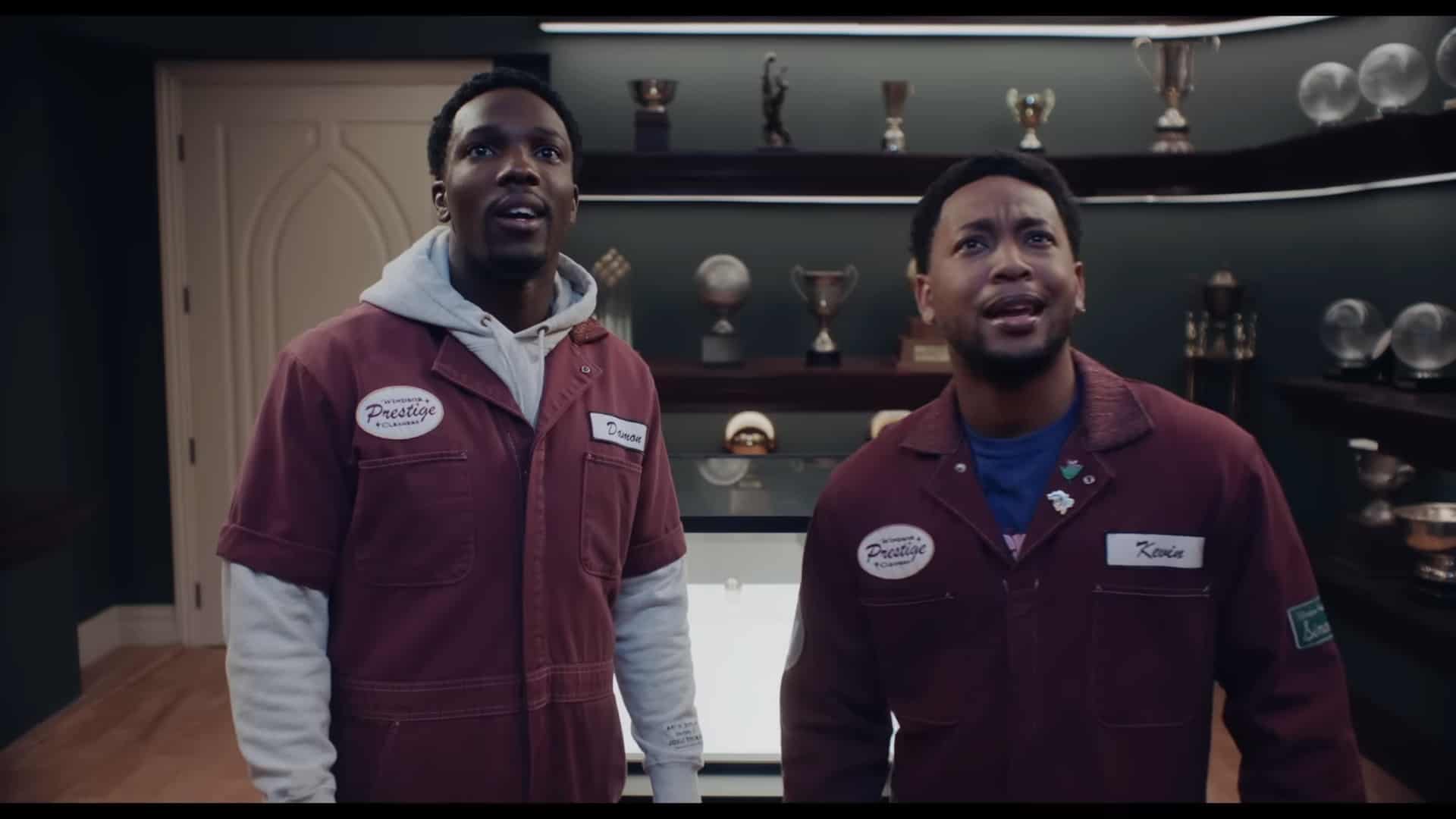 Damon (Tosin Cole) and Kevin seeing the LeBron hologram