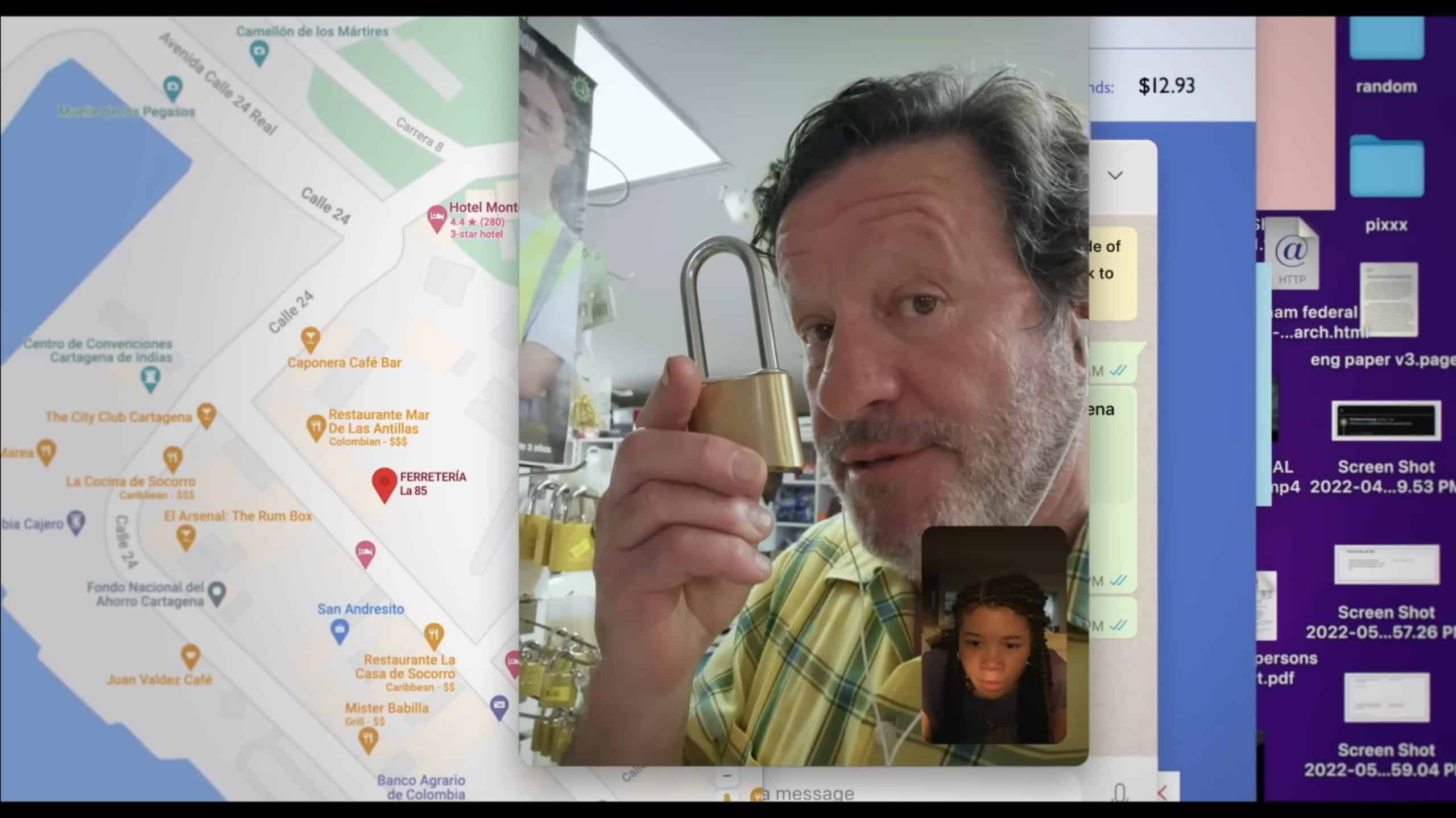 Javi (Joaquim de Almeida) showing a lock Kevin bought