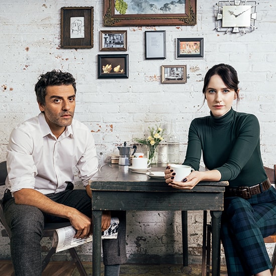 Oscar Isaac as Sidney Brustein and Rachel Brosnahan as Iris Parodus Brustein