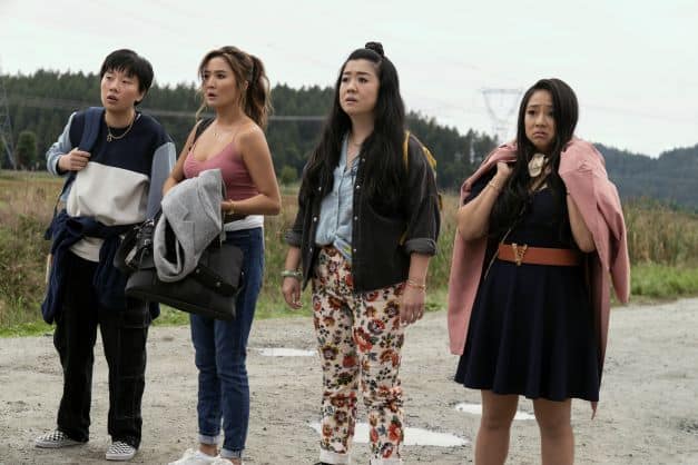 Sabrina Wu as Deadeye, Ashley Park as Audrey, Sherry Cola as Lolo, and Stephanie Hsu as Kat