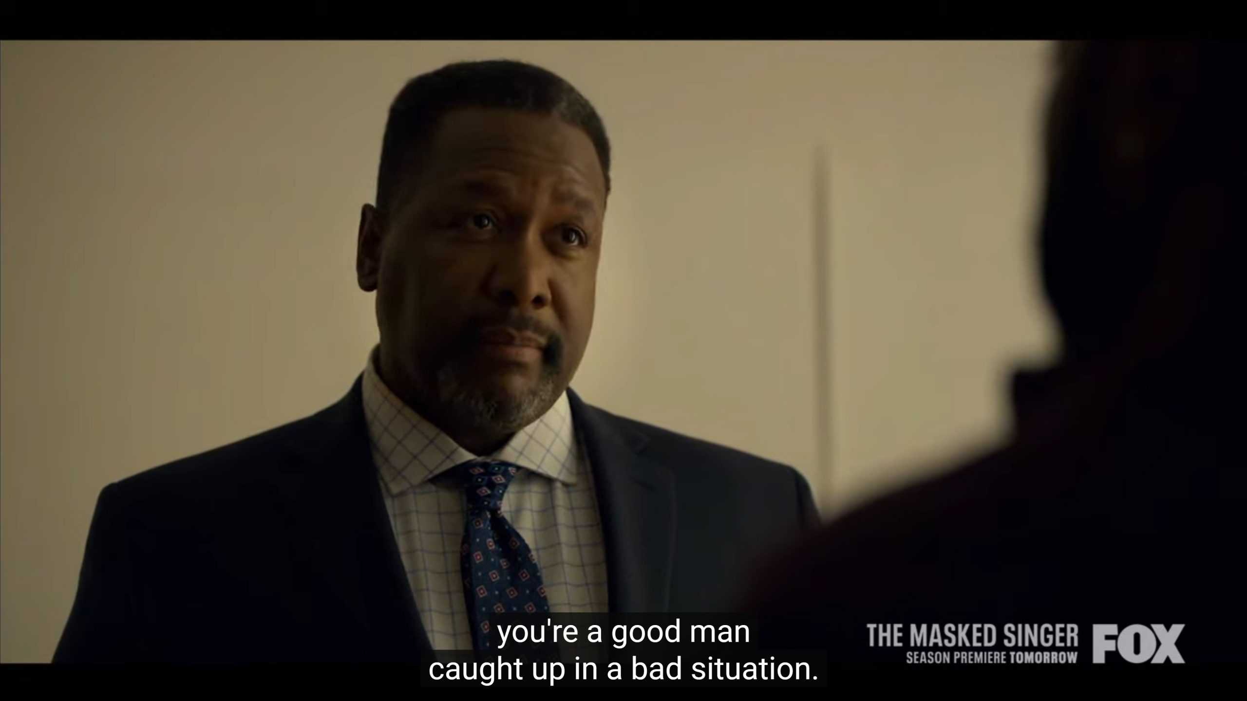 Wendell Pierce as Detective Trent Douglass trying to show sympathy towards Kendall