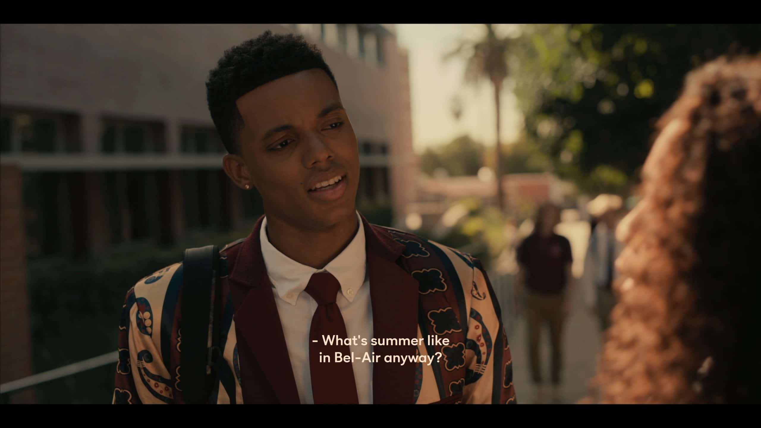 Will (Jabari Banks) asking what summers are like in Bel-Air