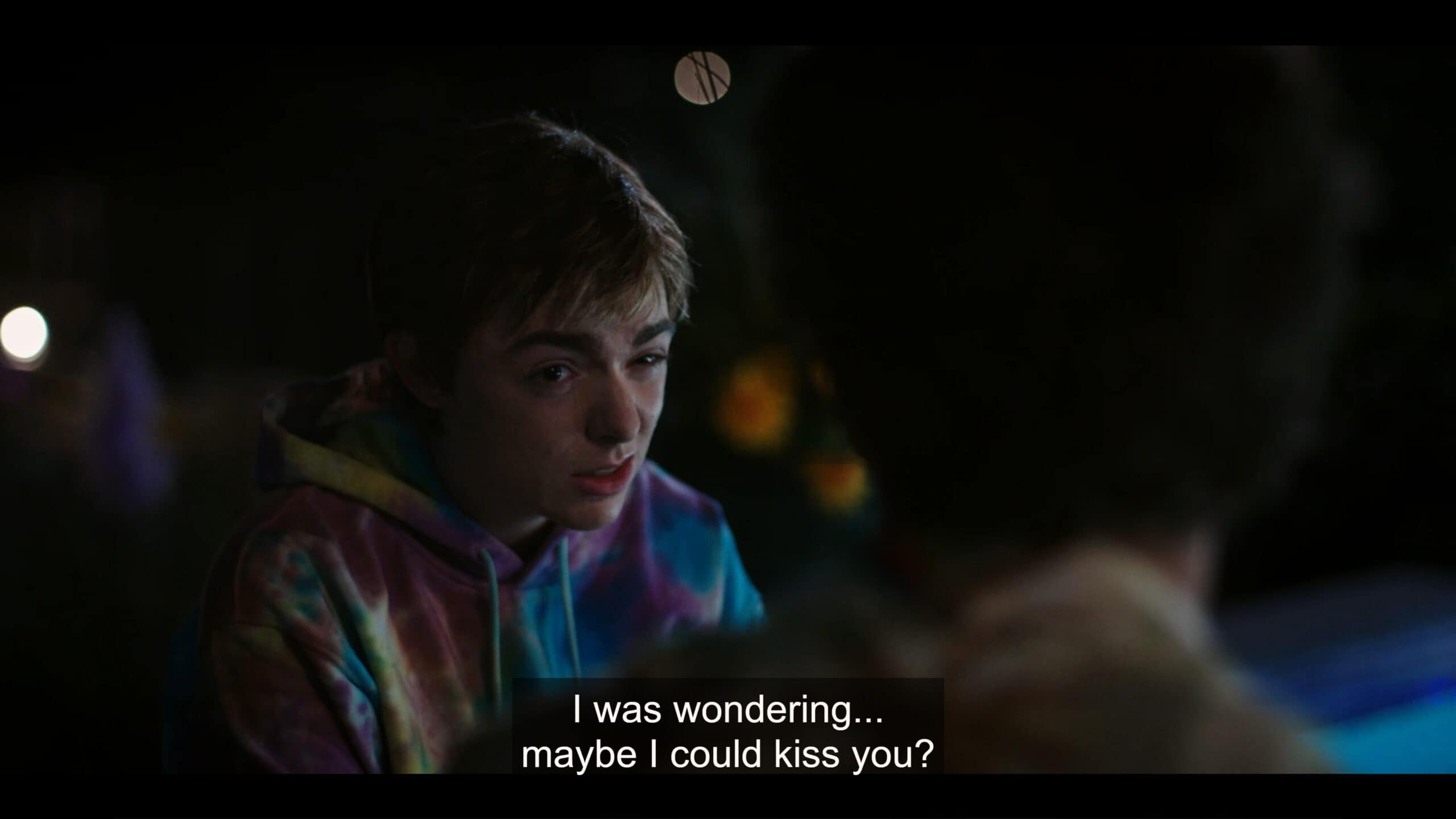 Skye (Elsie Fisher) asking Skye if they can kiss him