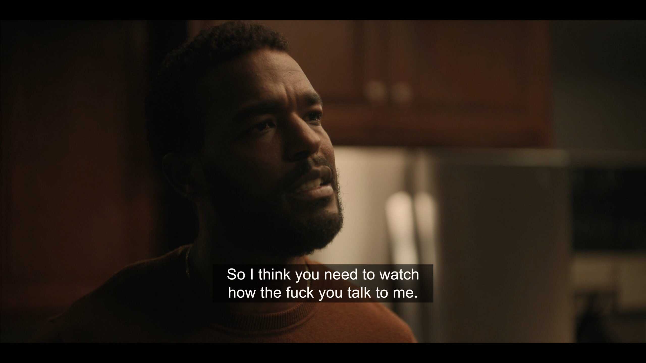 Victor (Luke James) talking recklessly towards Douda