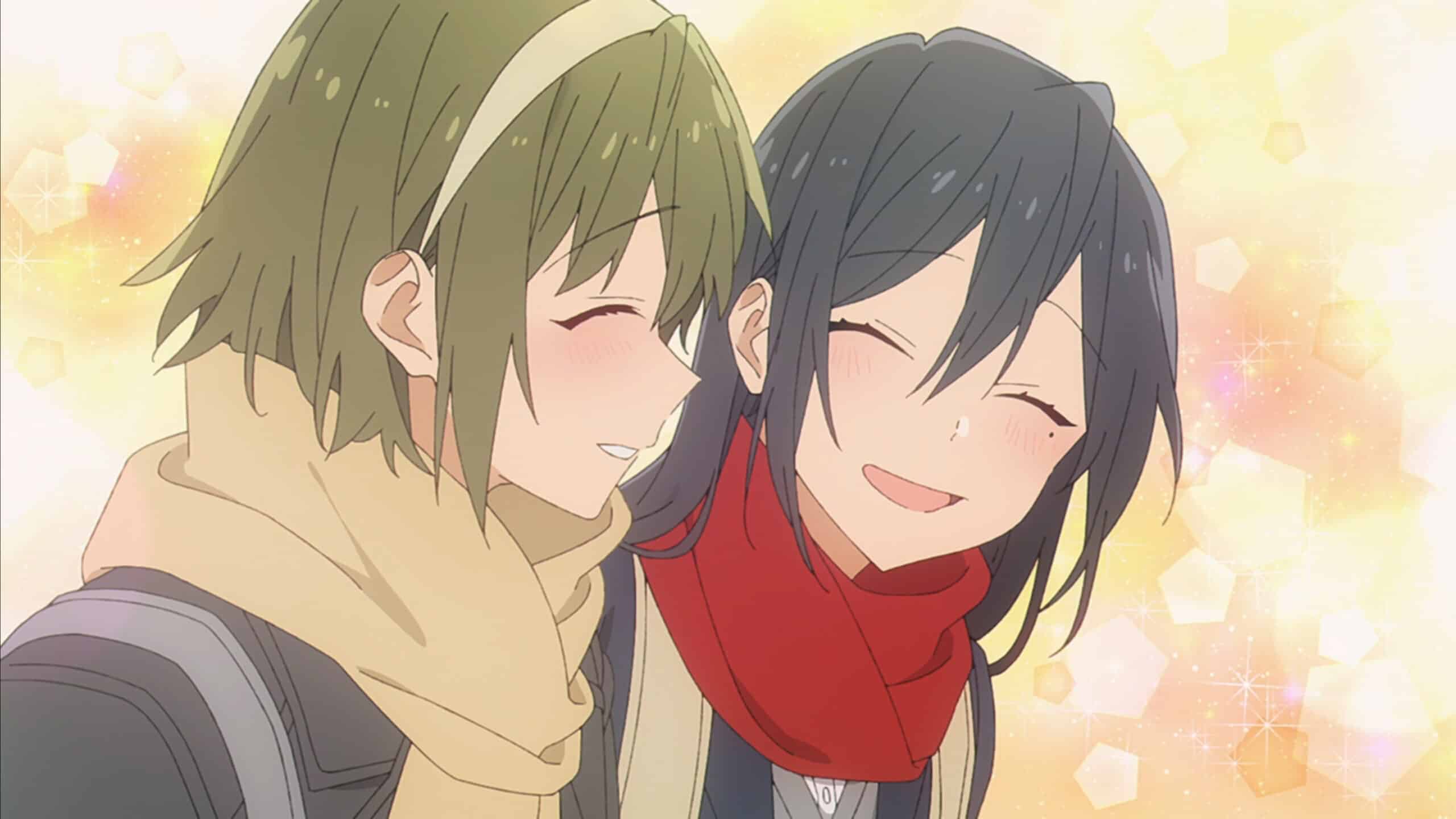 Maya (Konomi Kohara) and Sawada (Momo Asakura) smiling at each other