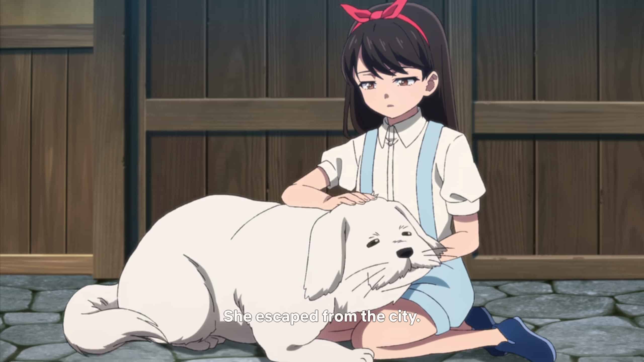 Anju (Sakai Aino) with her dog Charo