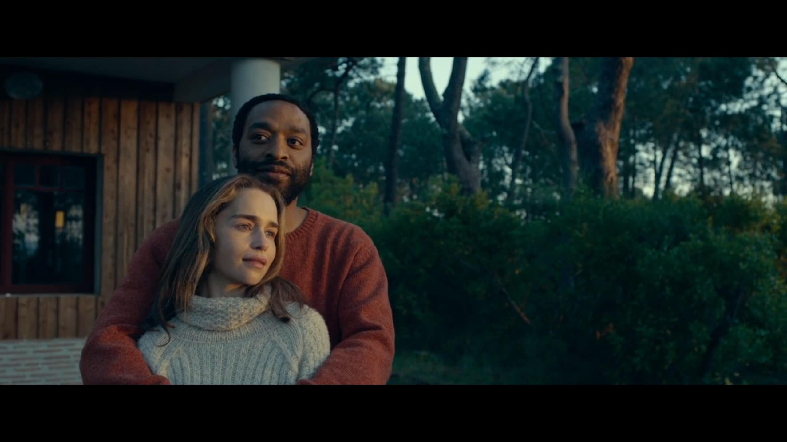 Rachel (Emilia Clarke) and Alvy (Chiwetel Ejiofor) enjoying the views of their second home