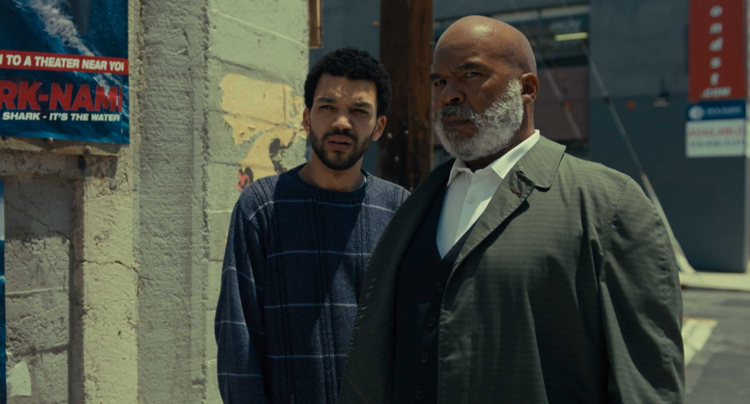 Justice Smith stars as "Aren" and David Alan Grier stars as "Roger"