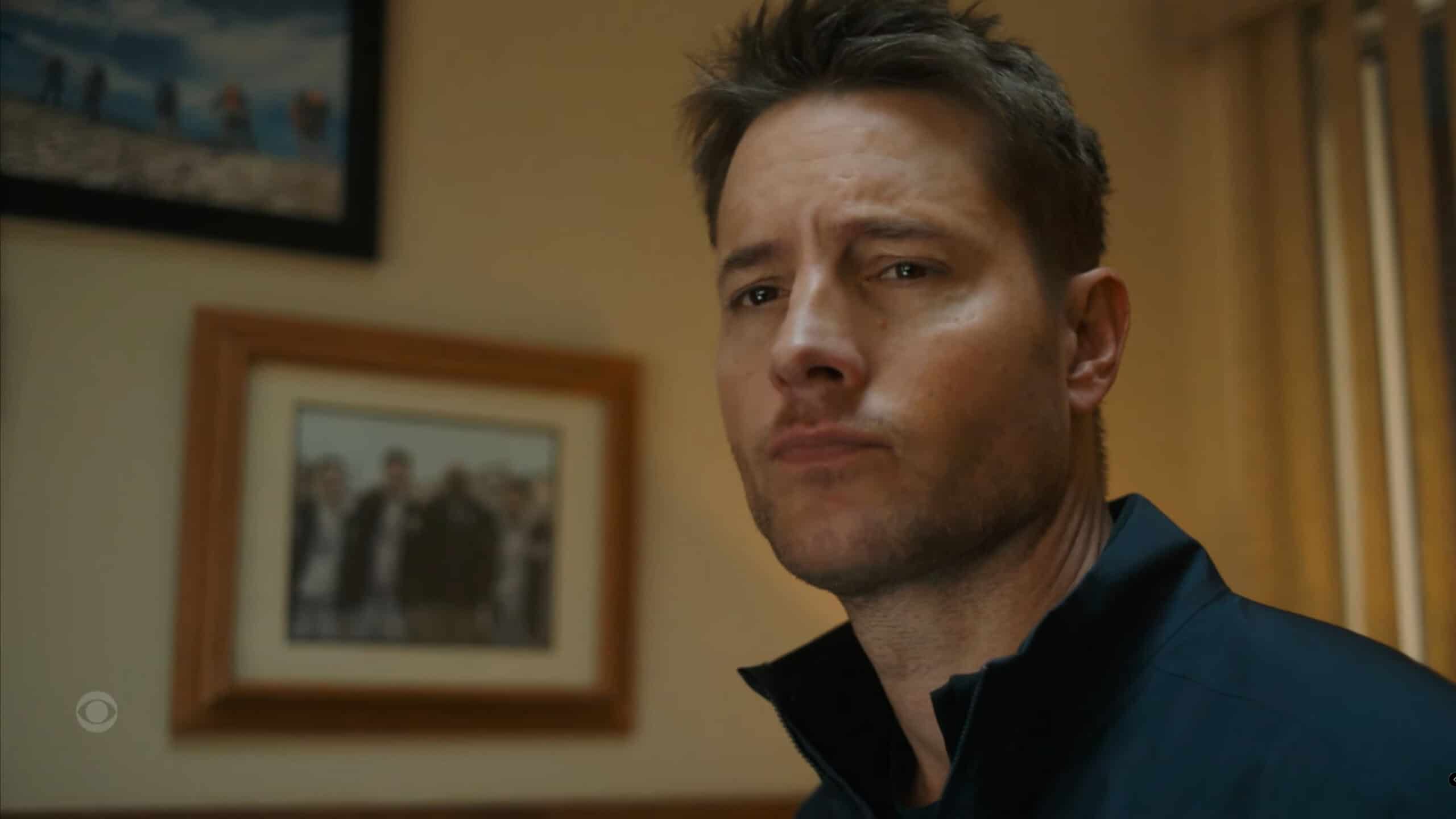 Colter (Justin Hartley) noticing the principal is nervous and lying