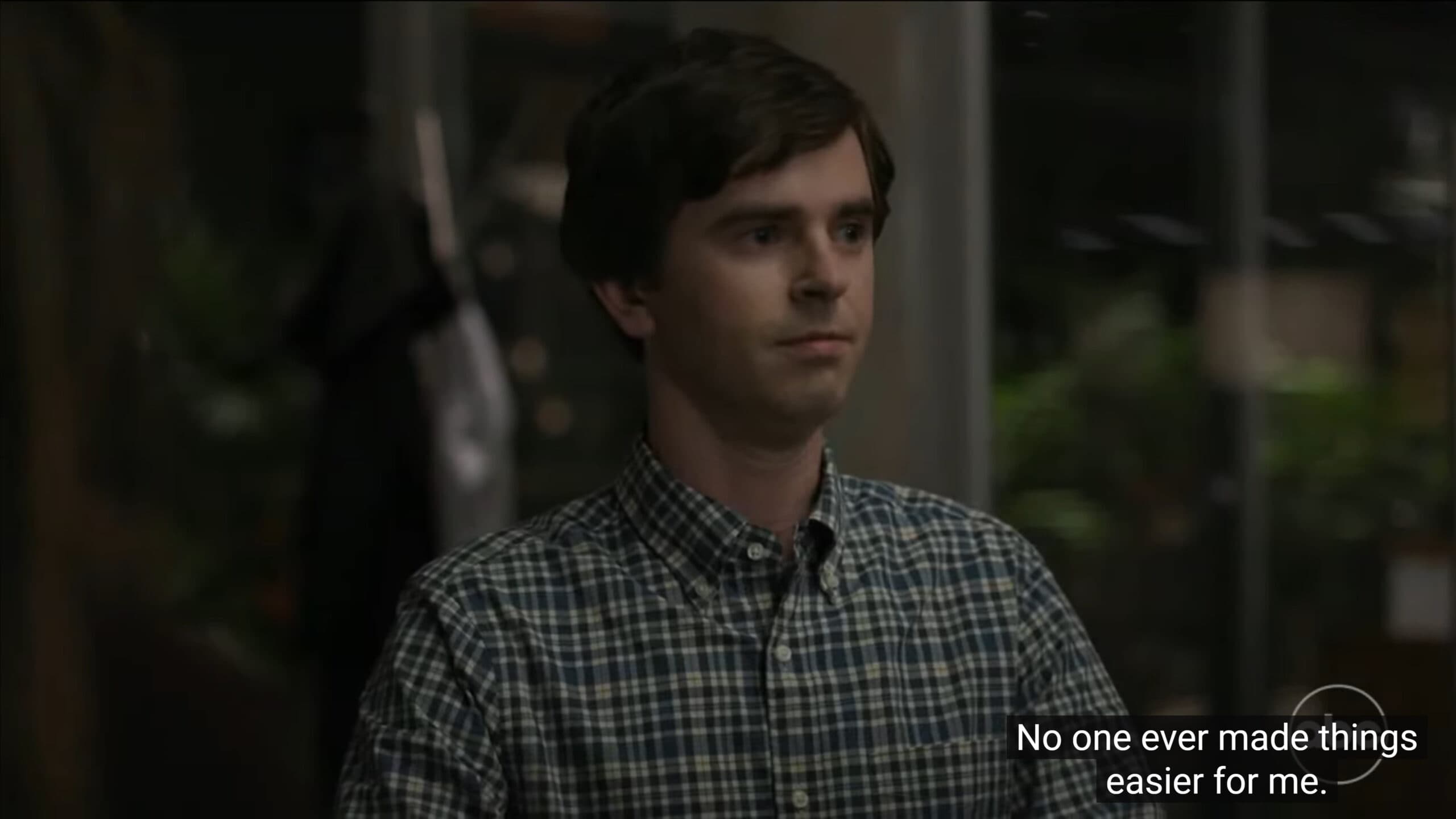 Shaun (Freddie Highmore) upset that people expect him to make things easy for Charlie