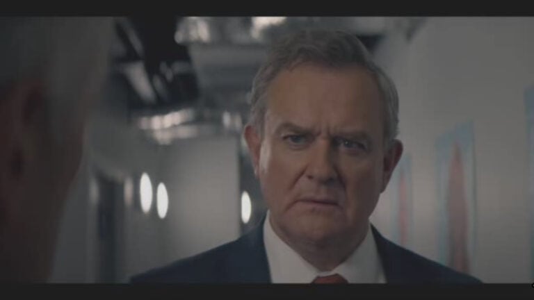 Hugh Bonneville as Douglas talking to Toby about his potential scandal