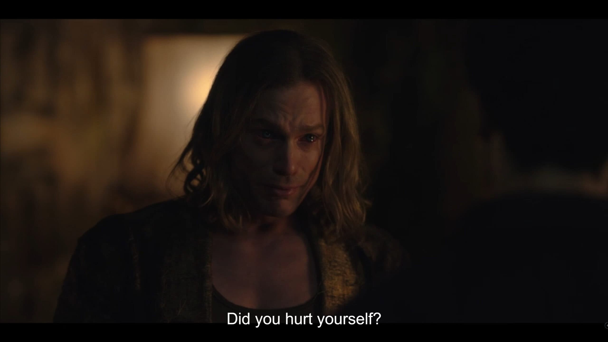 Sam Reid as Lestat, asking about what happened in San Francisco since he and Louis are reconciling and are talking again