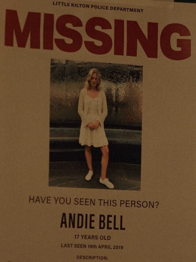 Andie Bell Missing Persons Poster, A Good Girl’s Guide To Murder, directed by Dolly Wells, 2024, (BBC) (299)