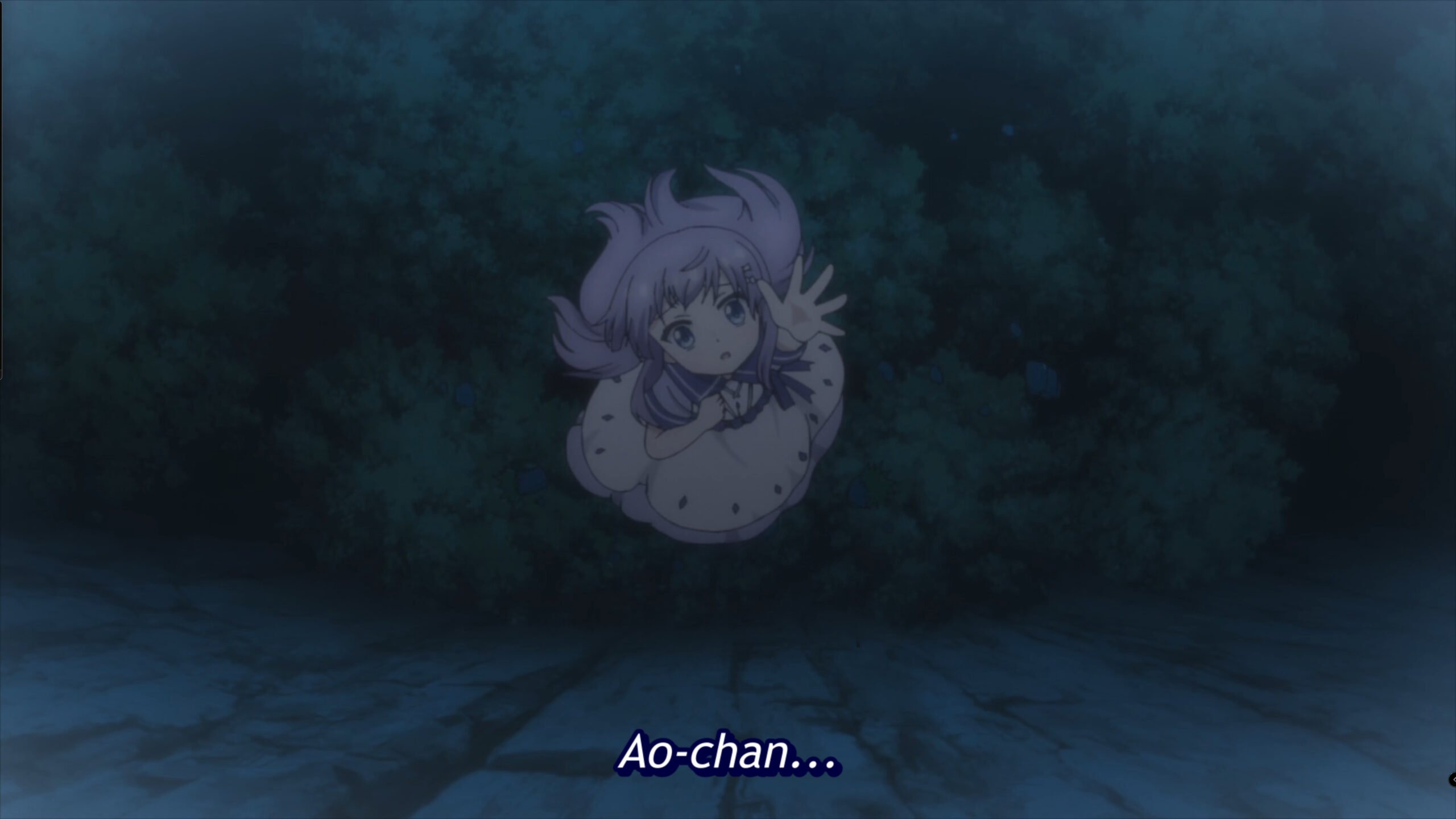 Ai falling off a cliff and calling out to her sister - Summer Pockets Season 1 Episode 13 “A Pair Of Butterflies” 