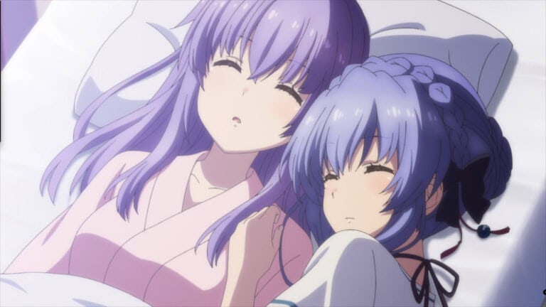 Ai and Ao sharing Ai's hospital bed - Summer Pockets Season 1 Episode 13 “A Pair Of Butterflies”