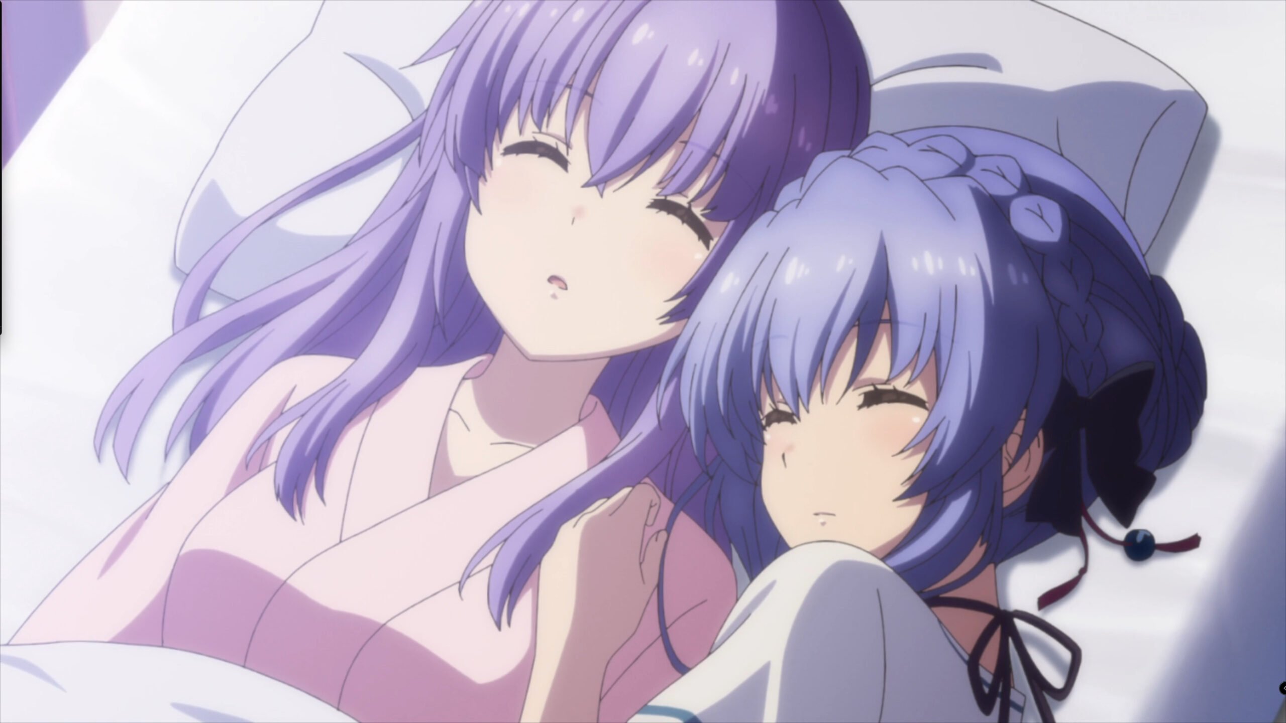 Ai and Ao sharing Ai's hospital bed - Summer Pockets Season 1 Episode 13 “A Pair Of Butterflies”