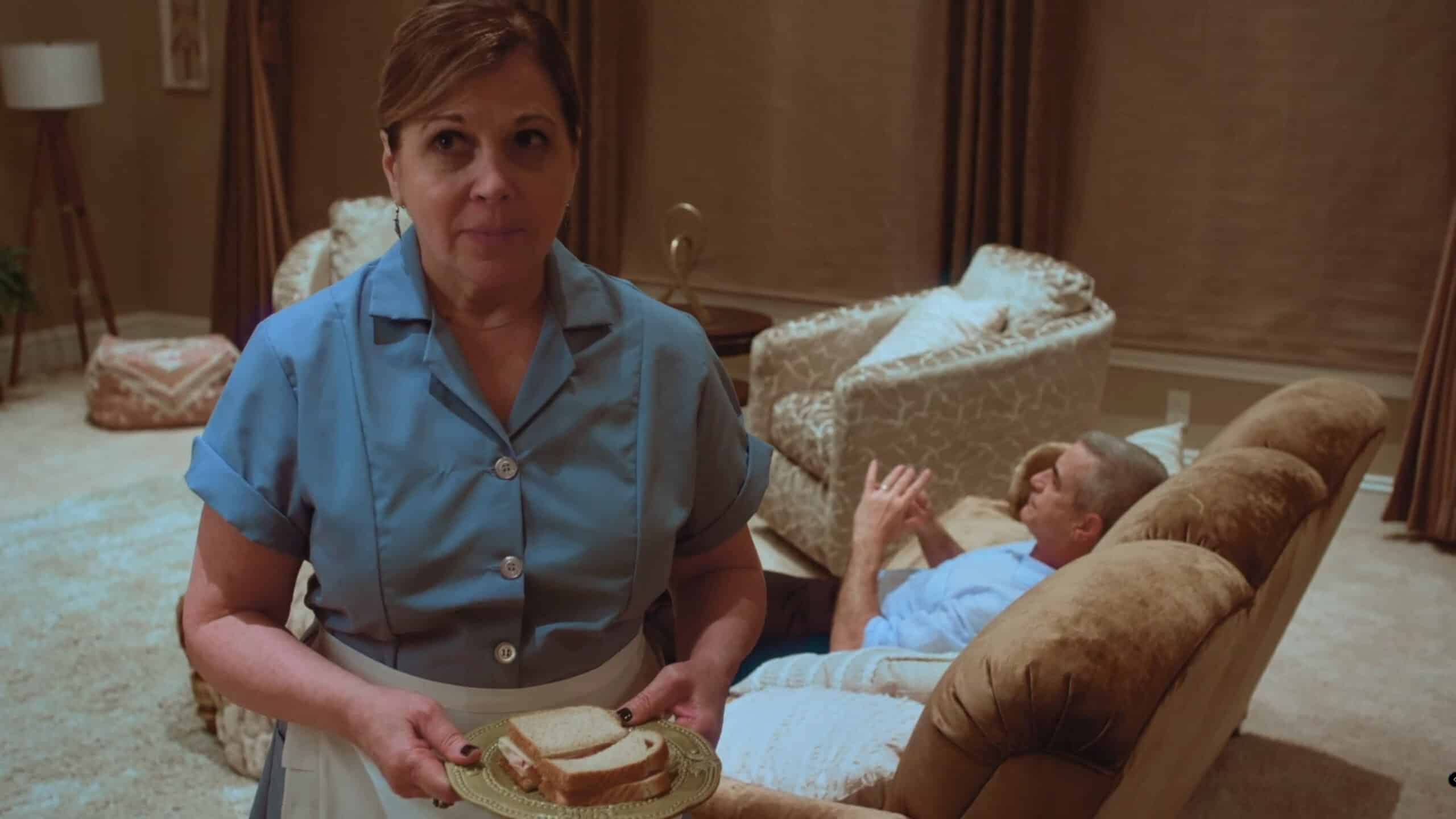 Carrie (Rita Rehn) annoyed Bradley told her to cut his sandwich into triangles – Killing Mary Sue