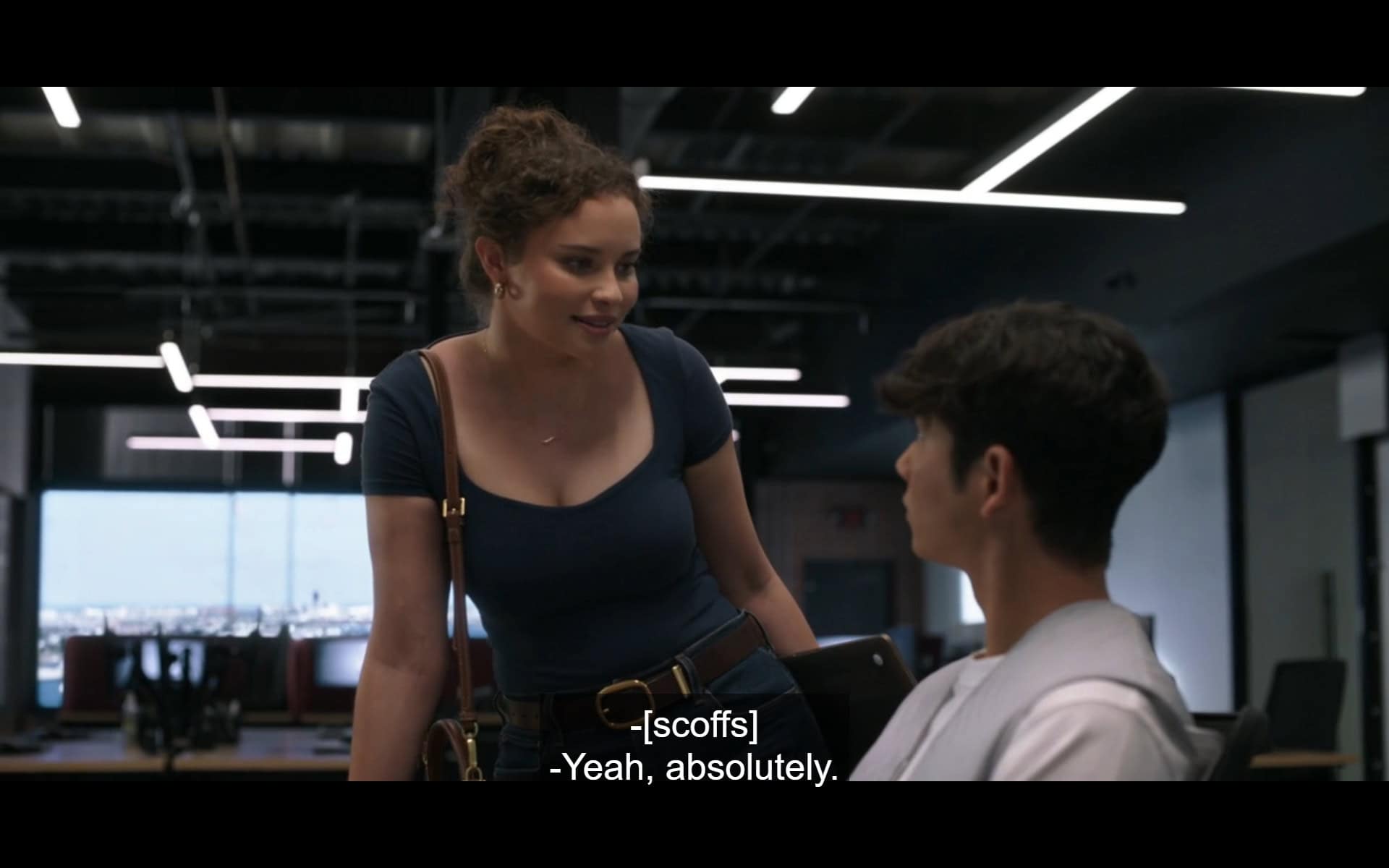 Denise and Steven having a friendly conversation about the direction of their job - The Summer I Turned Pretty Season 3 Episode 4