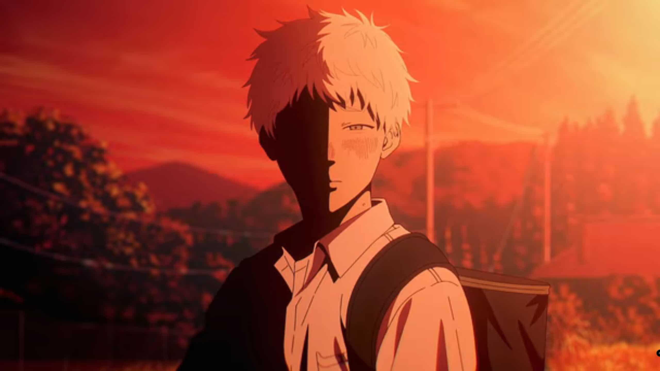 Hikaru (Shūichirō Umeda) blushing, with half of his face darkened - The Summer Hikaru Died Season 1 Episode 1